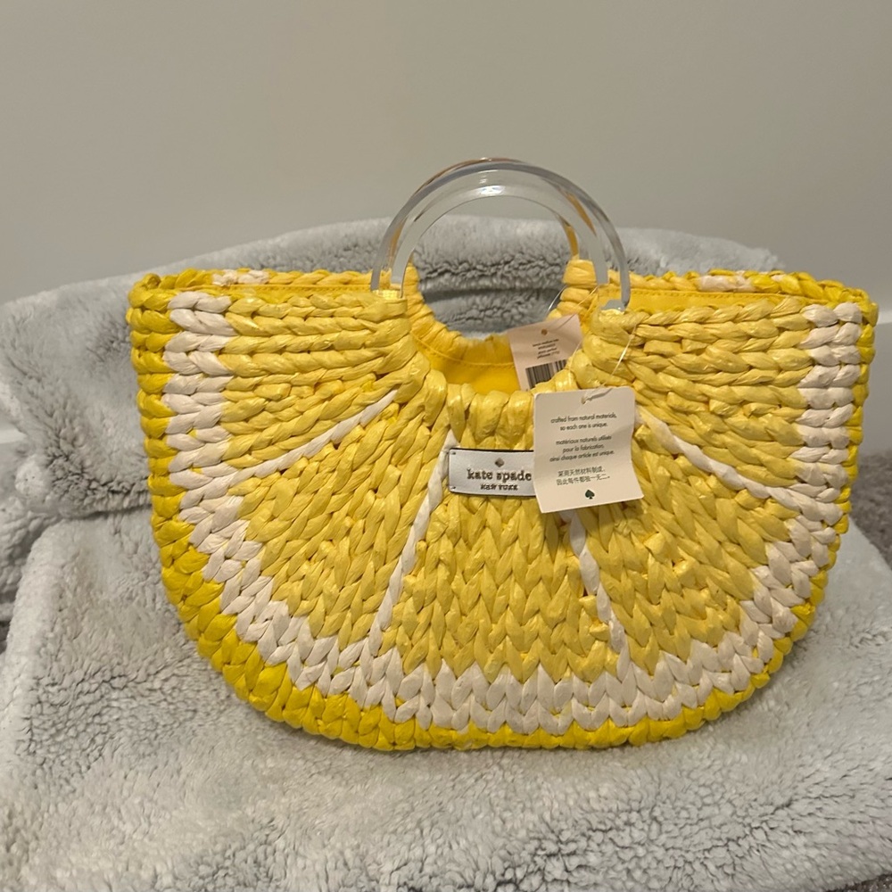 Kate Spade Yellow and White Woven Tote - Picture 4 of 4